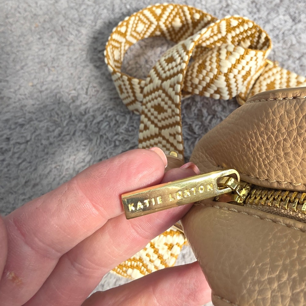 Katie Loxton Crossbody Bag Pebbled Vegan Leather Tribal Geometric Woven Strap - Picture 9 of 14